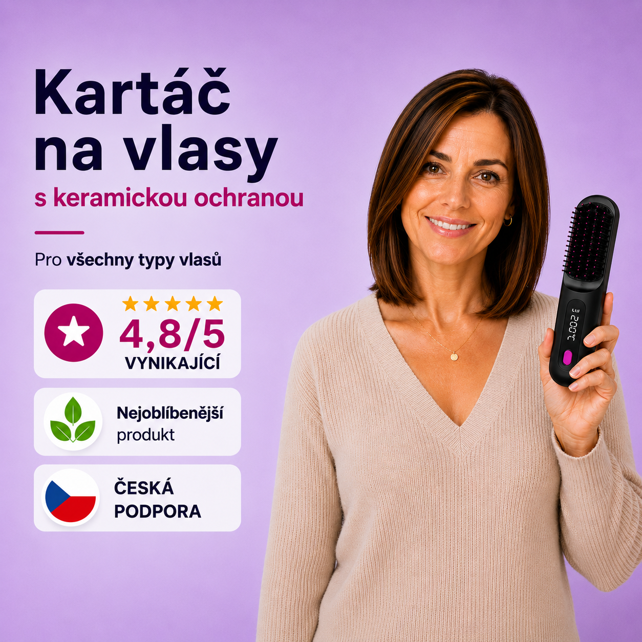 ASENCE® Bezdrátový styler pro všechny typy vlasů